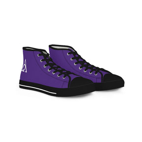 LOCOP Sneaker - High Top Black & White Purple Canvas White Emblem - Bricks Masons