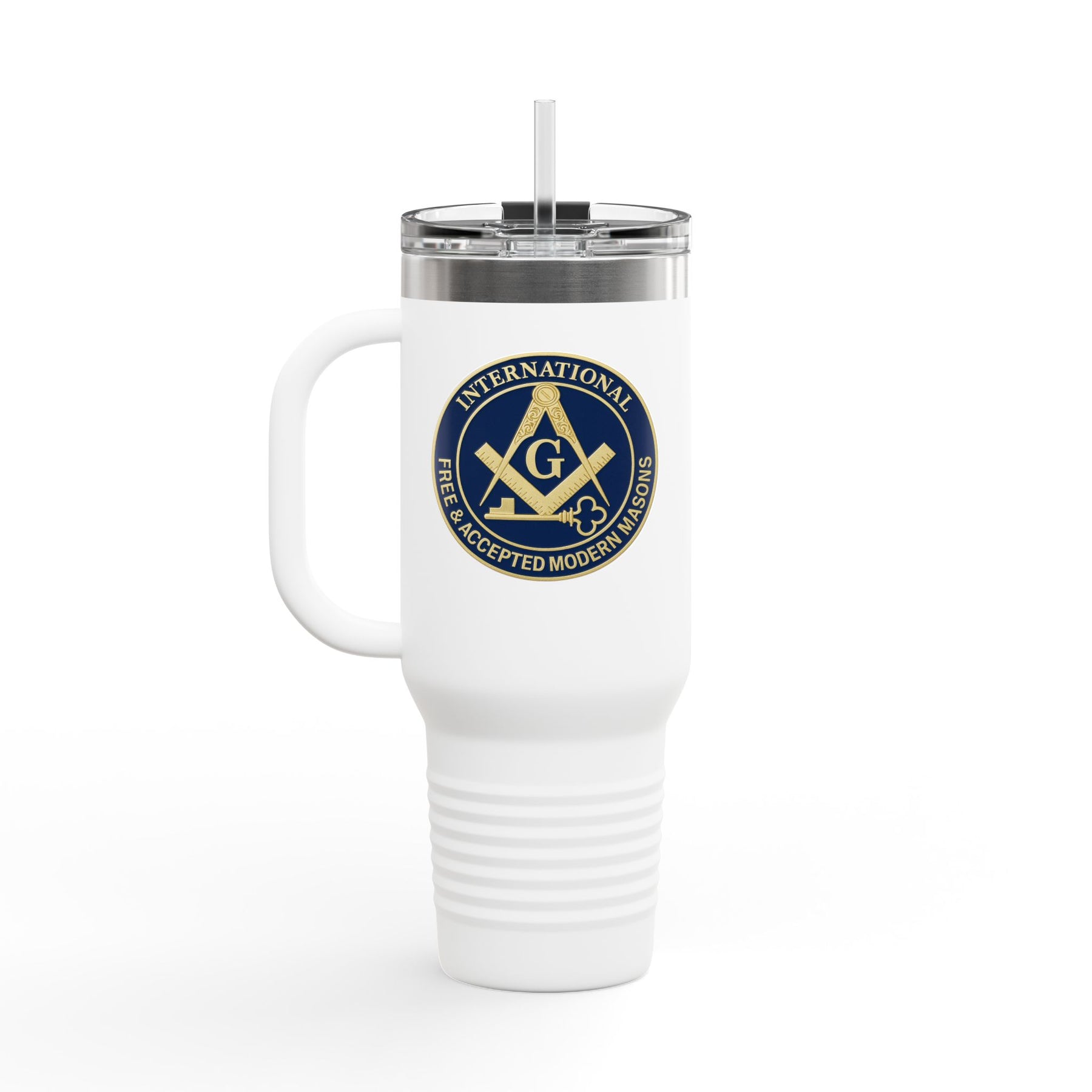 International Masons Ringneck Tumbler - Blue & White Stainless Steel & Insulated - Bricks Masons