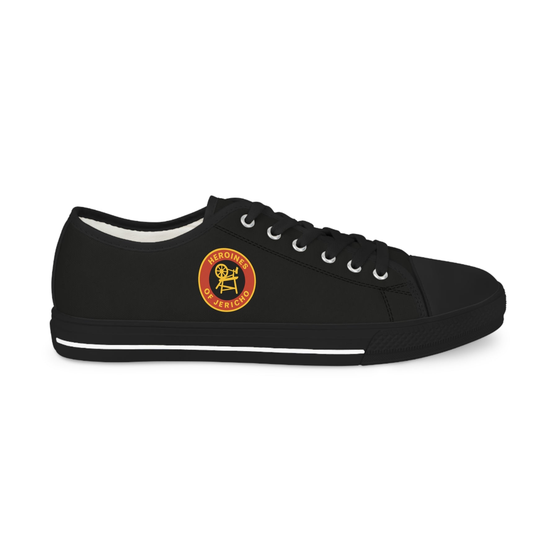 Heroines of Jericho Sneaker - Low Top Sneaker Black & White Colorful Emblem - Bricks Masons