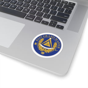 Past Grand Master Blue Lodge Sticker Decal - Kiss-Cut Blue & Gold With Eye - Bricks Masons