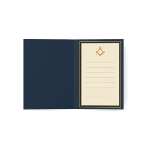 Master Mason Blue Lodge Greeting Card - Square & Compass G with Pillars Christmas Edition - Bricks Masons