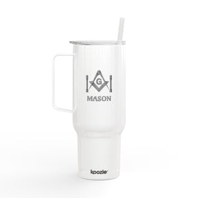 Master Mason Blue Lodge Ringneck Tumbler - Square & Compass G with Twin Pillars