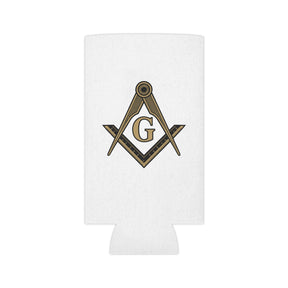 Master Mason Blue Lodge Can Cooler - Square & Compass G Lightweight Polyester - Bricks Masons