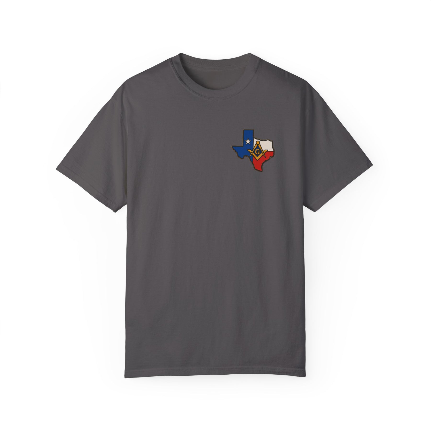 Master Mason Blue Lodge T-Shirt - Garment-Dyed Texas Mason - Bricks Masons