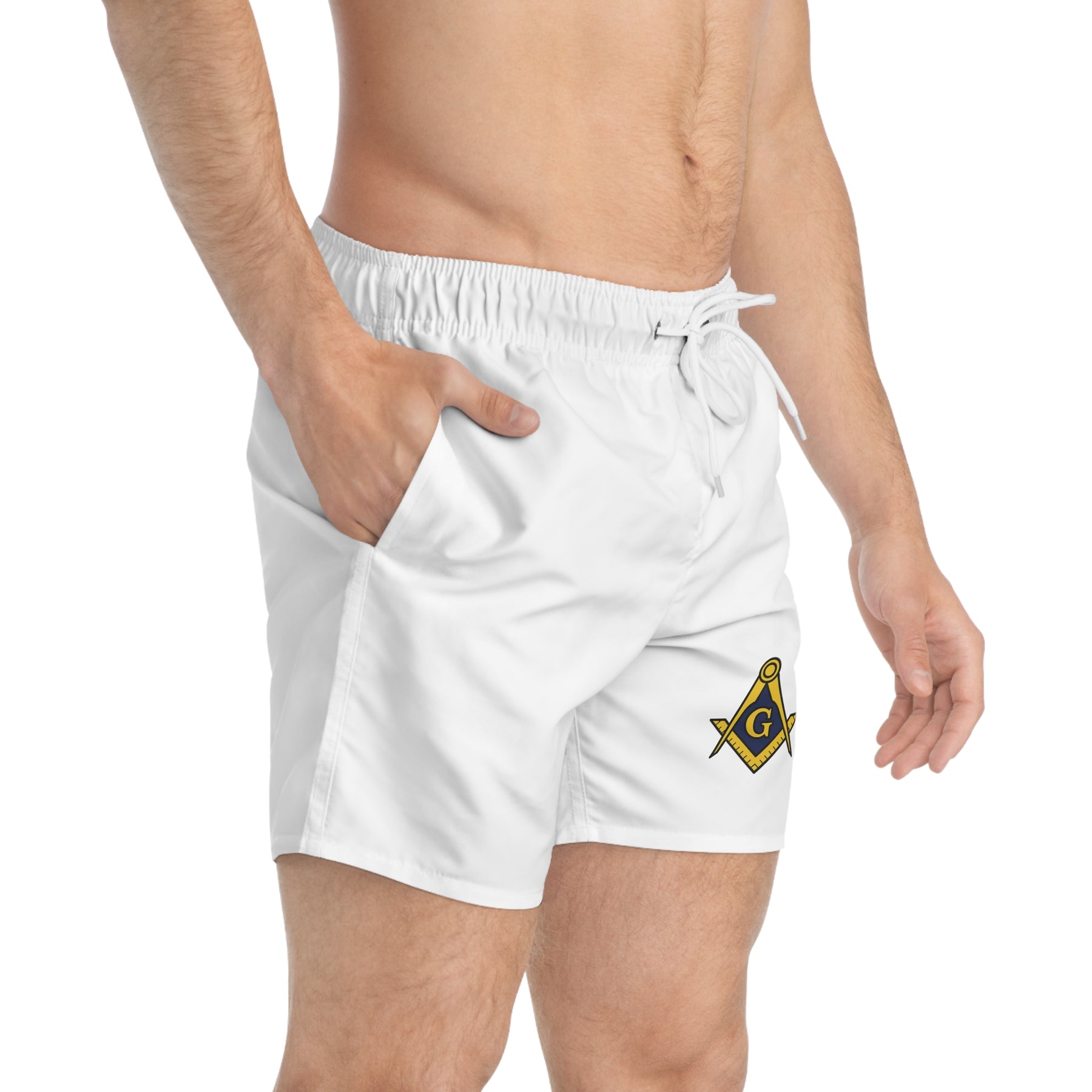 Master Mason Blue Lodge Short - Square & Compass G  Swim Trunk - Bricks Masons