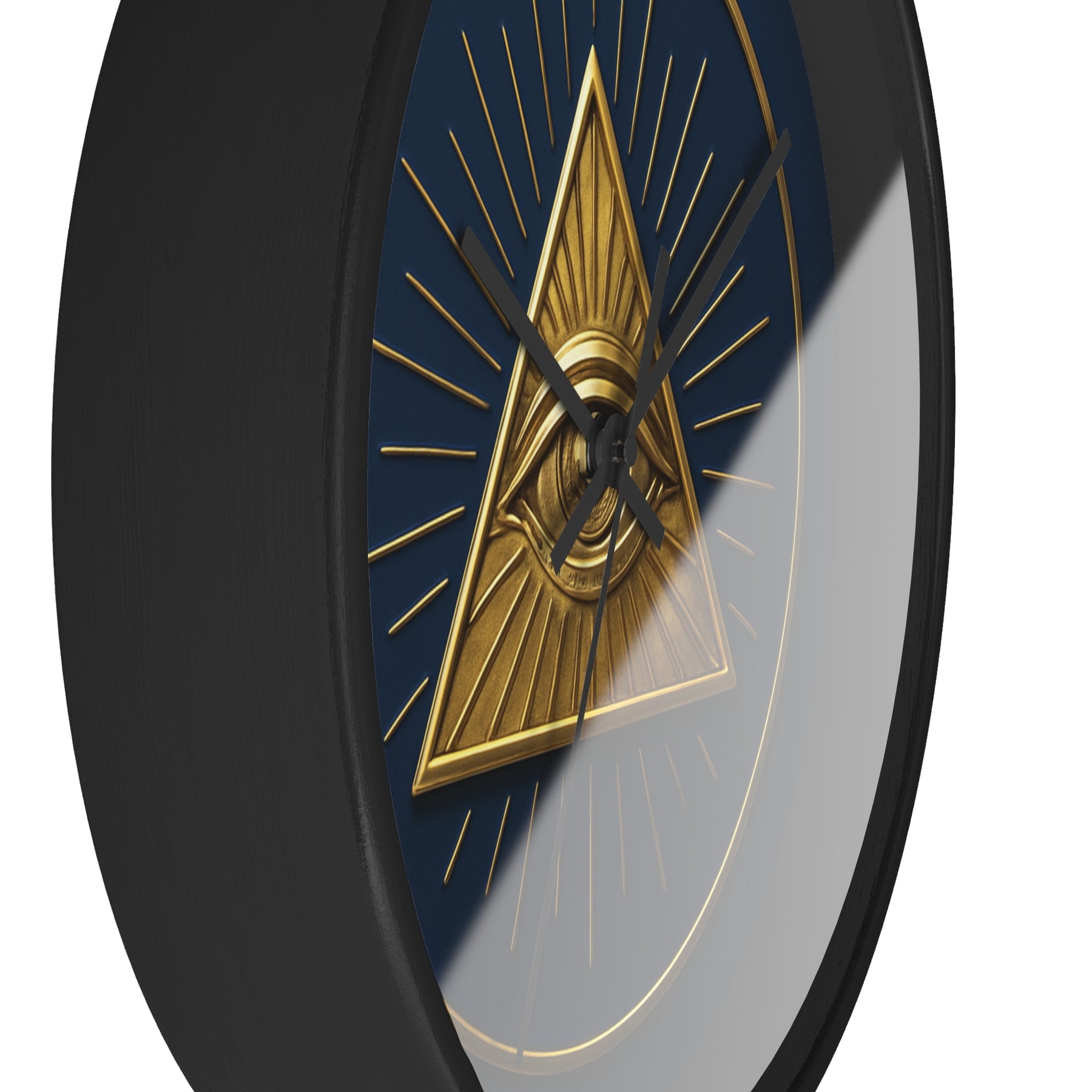Eye of Providence Clock - Pyramid with All Seeing Eye Design on Wooden Frame - Bricks Masons