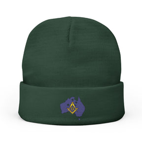 Master Mason Blue Lodge Australia Jurisdiction Beanie - Knit Embroidery Mason S&C - Bricks Masons