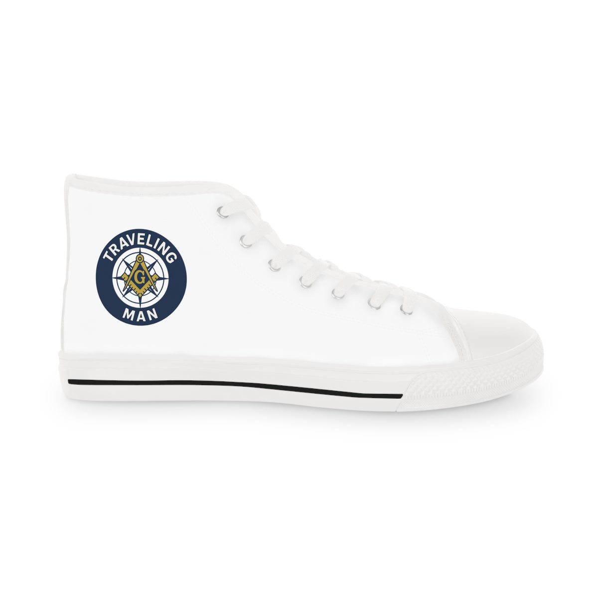 Master Mason Blue Lodge Sneaker - High Top Black & White Sole Traveling Mason - Bricks Masons