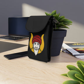 GROTTO Cell Phone Wallet - Microfiber Leather With Adjustable Strap - Bricks Masons
