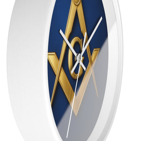 Master Mason Blue Lodge Clock - S & C Emblem on Elegant Wooden Frame - Bricks Masons