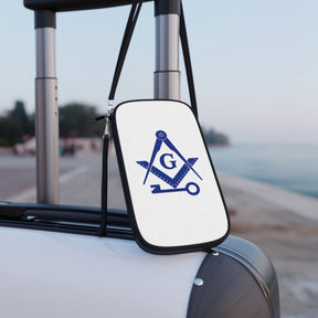 International Masons Passport Wallet - Blue & White With Shoulder & Wrist Strap - Bricks Masons