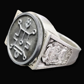 Demon Ring 3 Prince Vassago 72 Demons Lesser Key of Solomon Goetia In Silver 2.2 cm x 1.8 cm 18 Gr Art 1781 - Bricks Masons