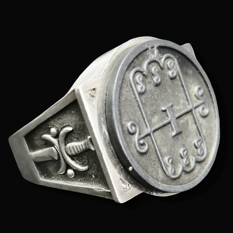 Demon Ring 7 Marquis Aamon 72 Demons Lesser Key of Solomon Goetia In Silver 2.2 cm x 1.8 cm 18 Gr Art 1785 - Bricks Masons