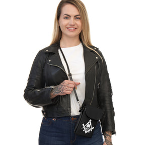 Widows Sons Cell Phone Wallet - Black & White Skull & Bones Microfiber Leather - Bricks Masons