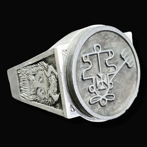 Demon Ring 20 KING PURSON 72 Demons Lesser Key of Solomon Goetia In Silver 2.2 cm x 1.8 cm 18 Gr Art 1798 - Bricks Masons