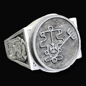 Demon Ring 20 KING PURSON 72 Demons Lesser Key of Solomon Goetia In Silver 2.2 cm x 1.8 cm 18 Gr Art 1798 - Bricks Masons