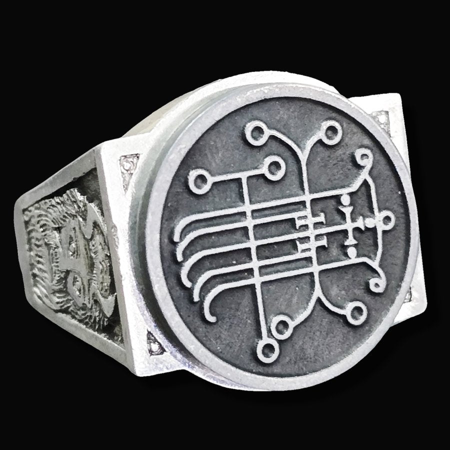 Demon Ring 24 MARQUES NABERIUS 72 Demons Lesser Key of Solomon Goetia In Silver 2.2 cm x 1.8 cm 18 Gr Art 1802 - Bricks Masons