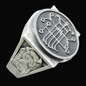 Demon Ring 24 MARQUES NABERIUS 72 Demons Lesser Key of Solomon Goetia In Silver 2.2 cm x 1.8 cm 18 Gr Art 1802 - Bricks Masons