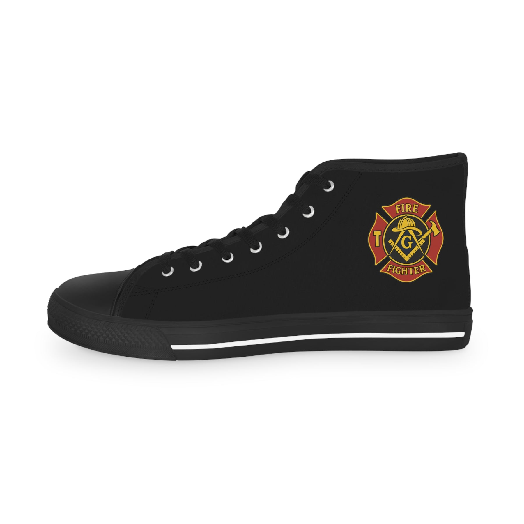 Master Mason Blue Lodge Sneaker - High Top Black & White Sole Firefighter Mason - Bricks Masons