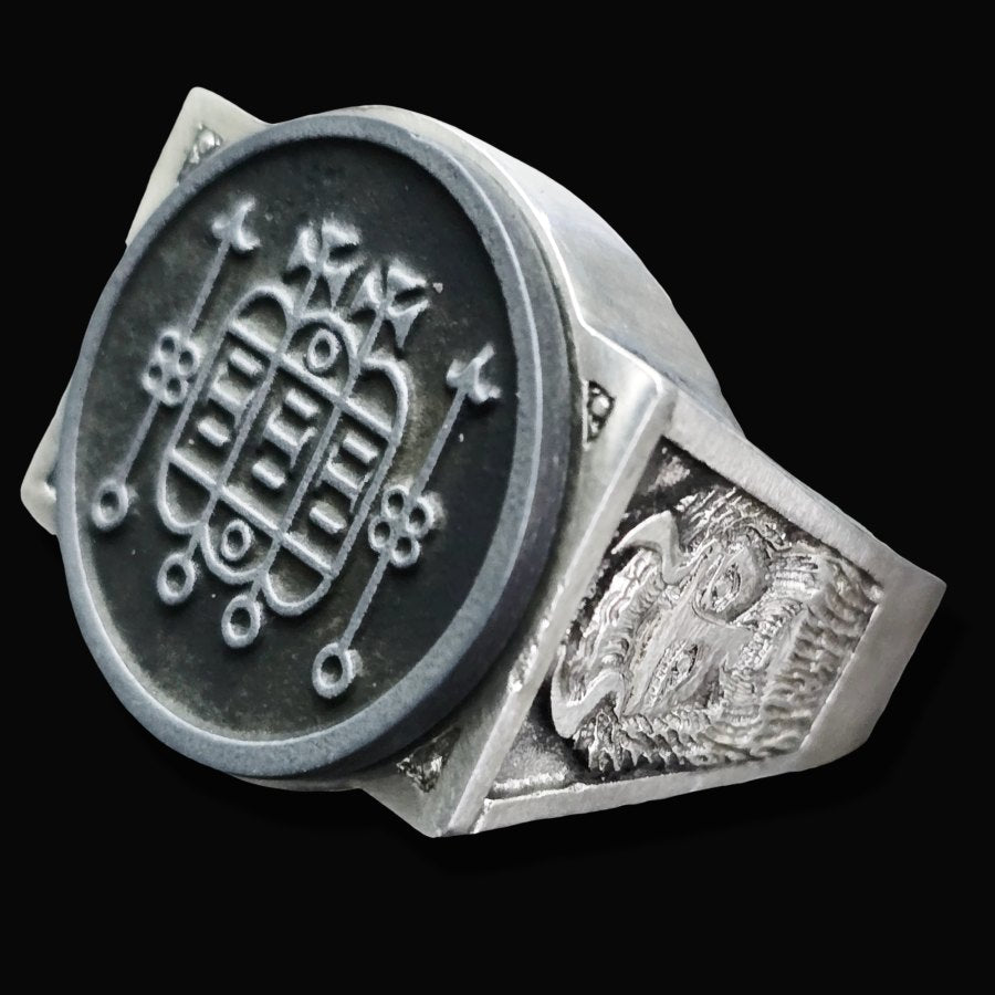 Demon Ring 30 MARQUES FORNEUS 72 Demons Minor Key of Solomon Goetia In Silver 2.2 cm x 1.8 cm 18 Gr Art 1808 - Bricks Masons