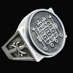 Demon Ring 30 MARQUES FORNEUS 72 Demons Minor Key of Solomon Goetia In Silver 2.2 cm x 1.8 cm 18 Gr Art 1808 - Bricks Masons