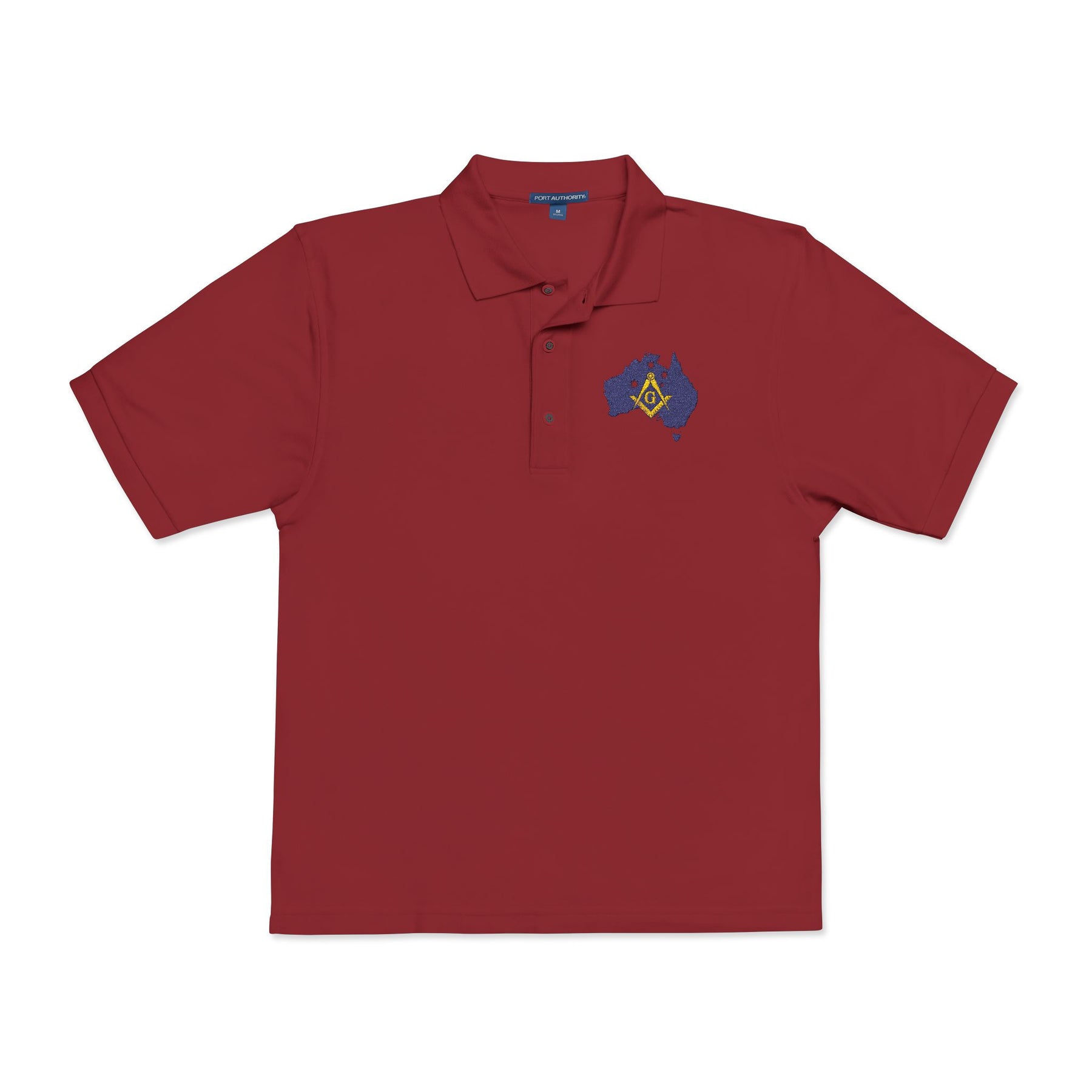 Master Mason Blue Lodge Australia Jurisdiction Polo Shirt - Embroidered Square & Compass G Mason - Bricks Masons