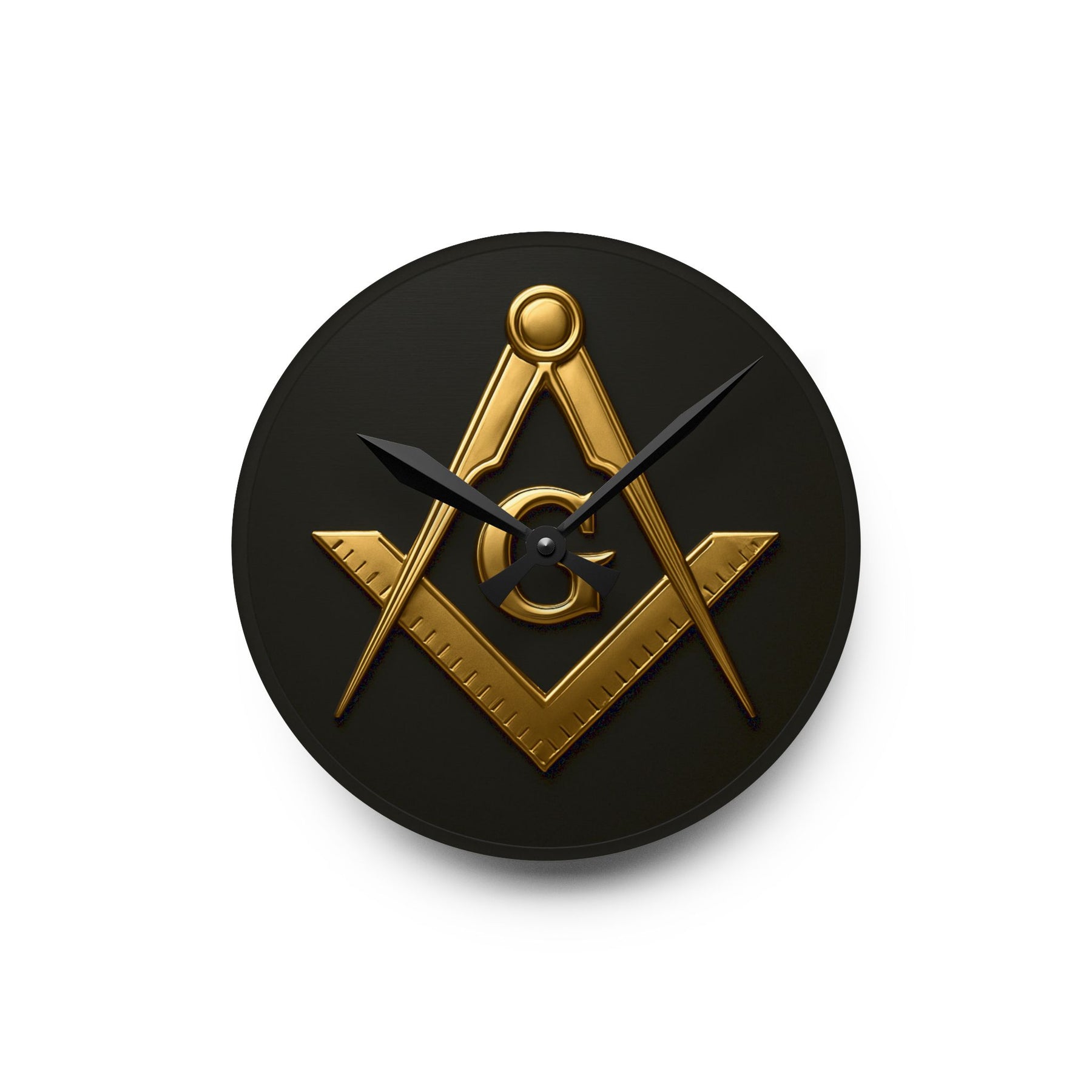 Master Mason Blue Lodge Clock - Square & Compass G Center Piece on Acrylic - Bricks Masons