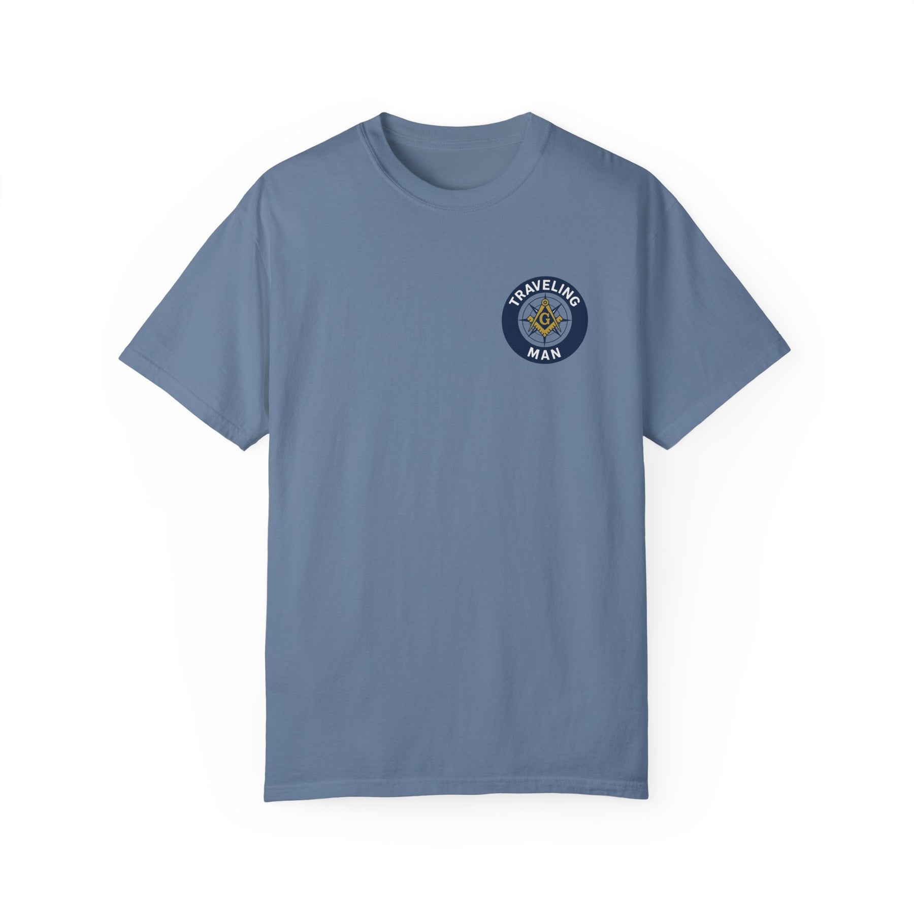 Master Mason Blue Lodge T-Shirt - Traveling Mason Garment-Dyed Tee - Bricks Masons