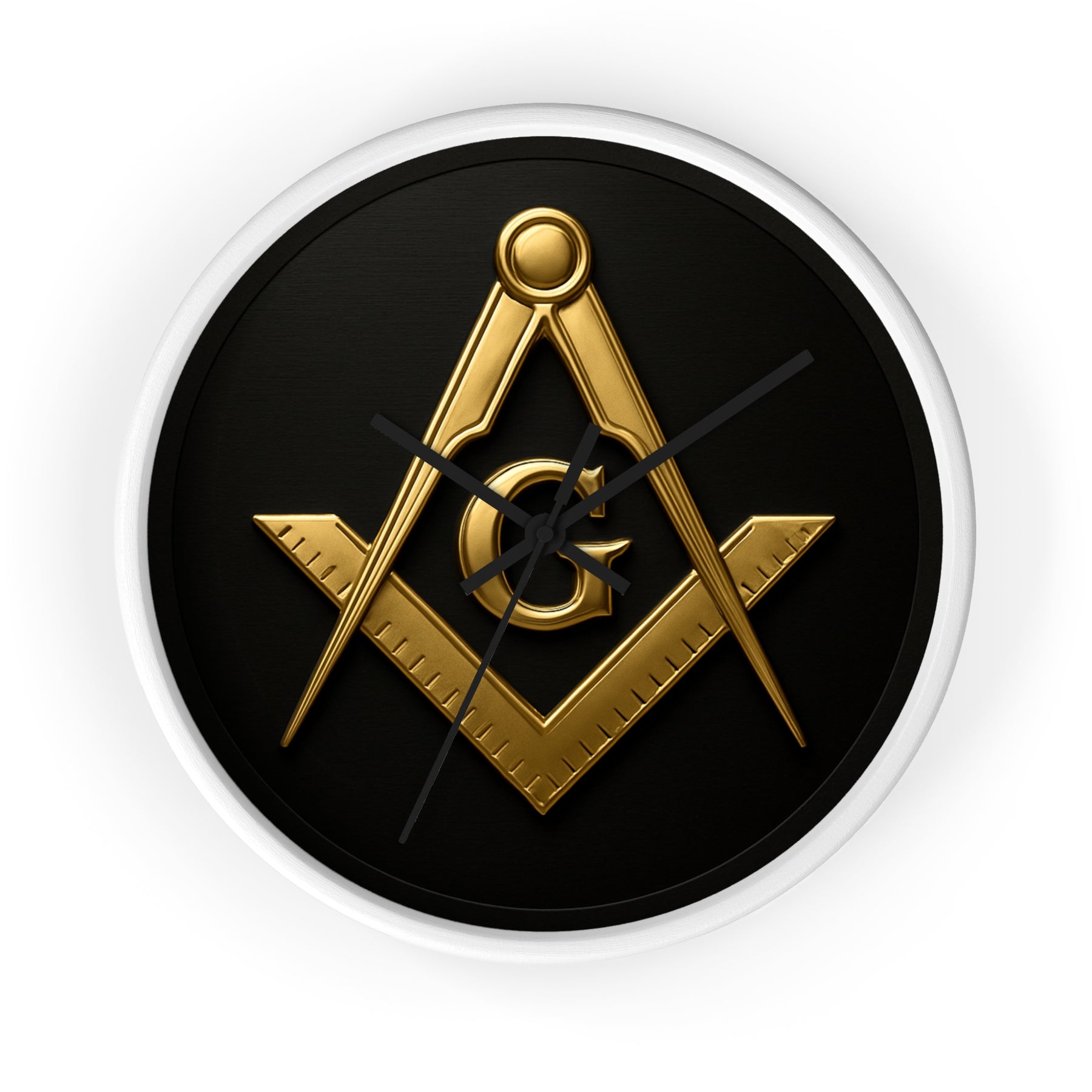 Master Mason Blue Lodge Clock - S&C with G Design on Wood Frame - Bricks Masons