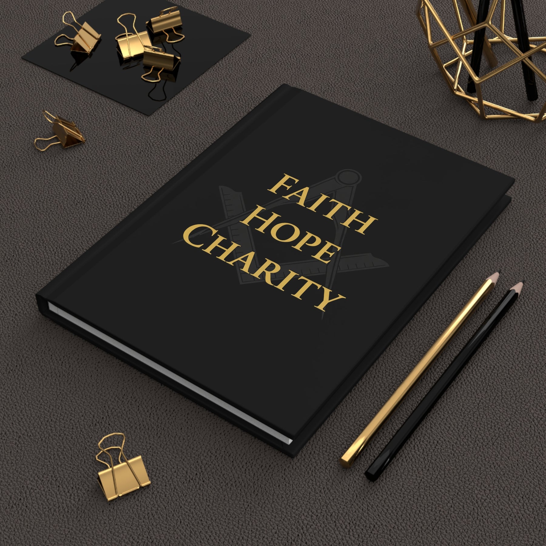 Diario de la Logia Azul del Maestro Masón - Fe, Esperanza y Caridad con el emblema de la Escuadra y el Compás