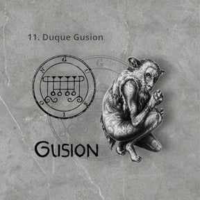 I commemorate Demon 11 DUKE GUSION and Secret Seal of Solomon 72 Demons Lesser Key of Solomon Goetia In Silver 3 x 2.5 cm 12 Gr Art 1870 - Bricks Masons