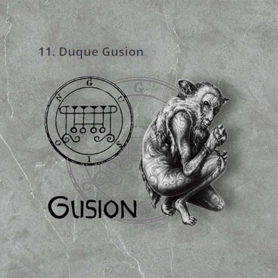 I commemorate Demon 11 DUKE GUSION and Secret Seal of Solomon 72 Demons Lesser Key of Solomon Goetia In Silver 3 x 2.5 cm 12 Gr Art 1870 - Bricks Masons