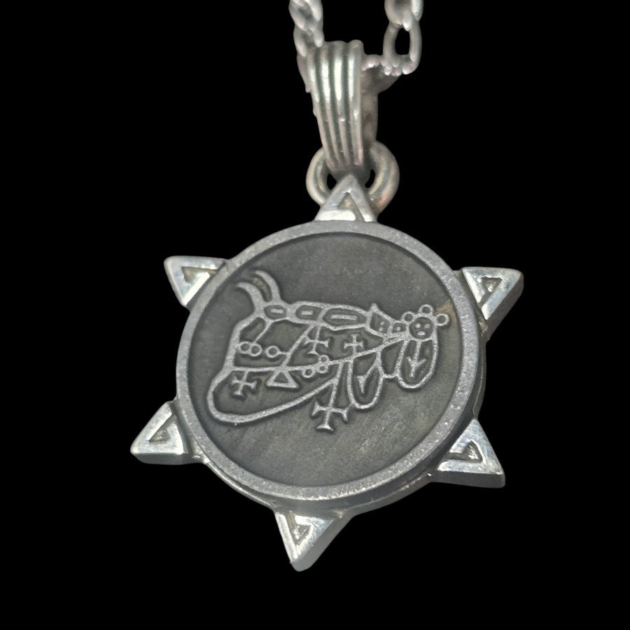 I commemorated Demon 26 DUKE BUNE and Secret Seal of Solomon 72 Demons Lesser Key of Solomon Goetia In Silver 3 x 2.5 cm 12 Gr Art 1885 - Bricks Masons