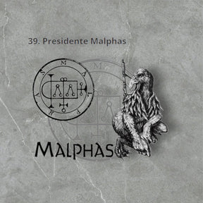 I wove Demon 39 PRESIDENT MALPHAS and Secret Seal of Solomon 72 Demons Lesser Key of Solomon Goetia In Silver 3 x 2.5 cm 12 Gr Art 1898 - Bricks Masons