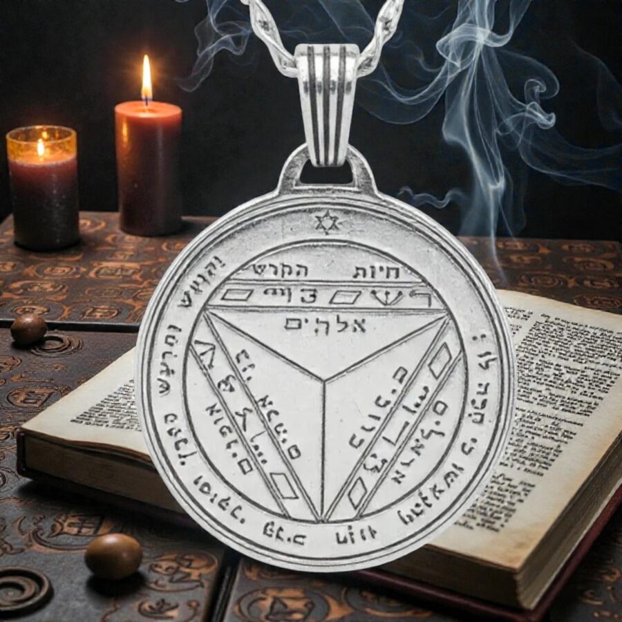 I said Sixth and Seventh Pentacle consecrated to Saturn in Silver 3 Cm 12 Gr 44 Seals of Solomon Art 1954 - Bricks Masons
