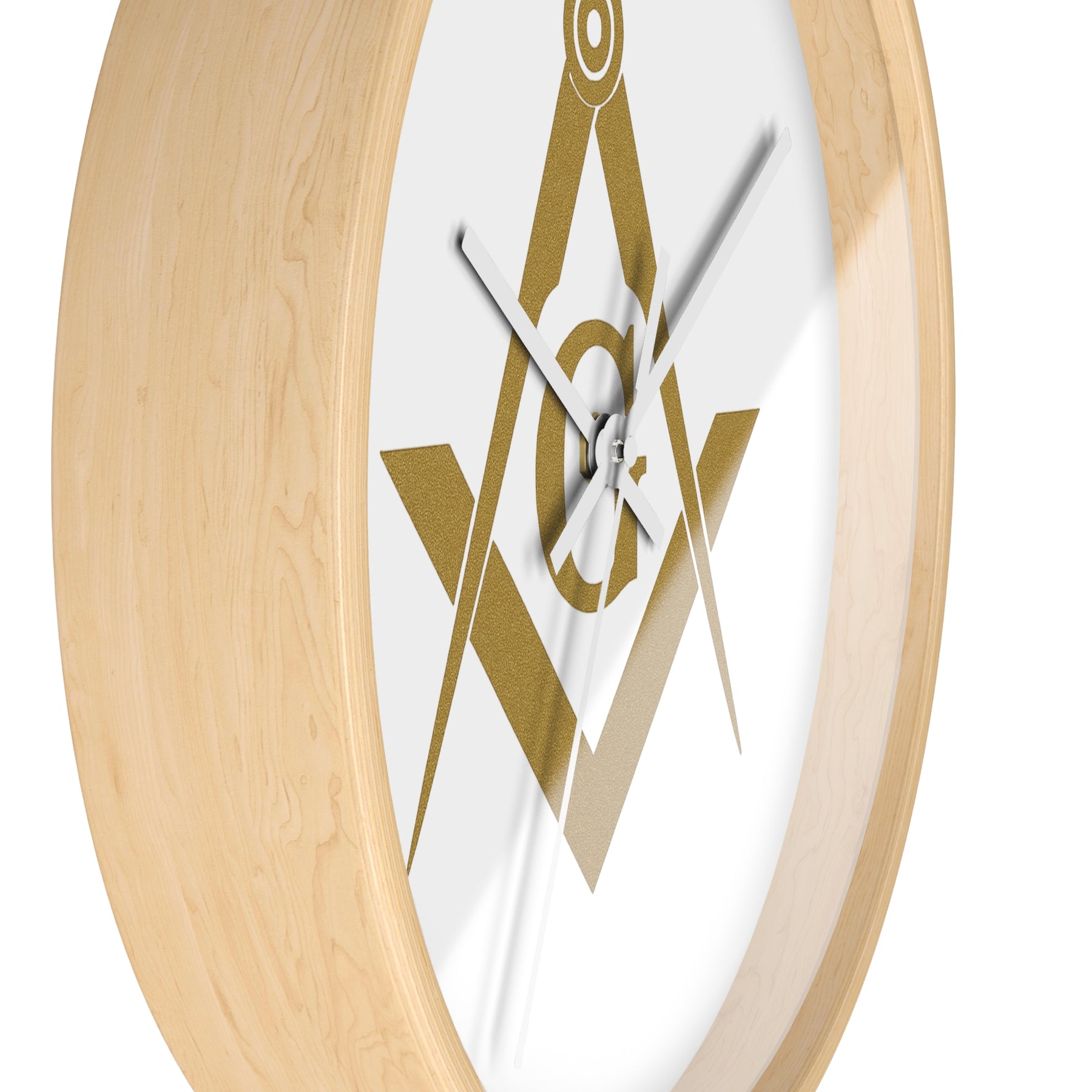 Master Mason Blue Lodge Clock - Golden Square & Compass G on White Dial - Bricks Masons