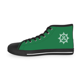 Knight Masons Sneaker - High Top Black & White Green Canvas - Bricks Masons