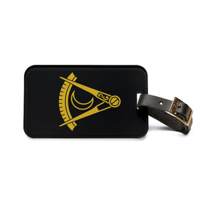 District Deputy Grand Master Blue Lodge Luggage Tag - Gold With Black Leather Strap - Bricks Masons