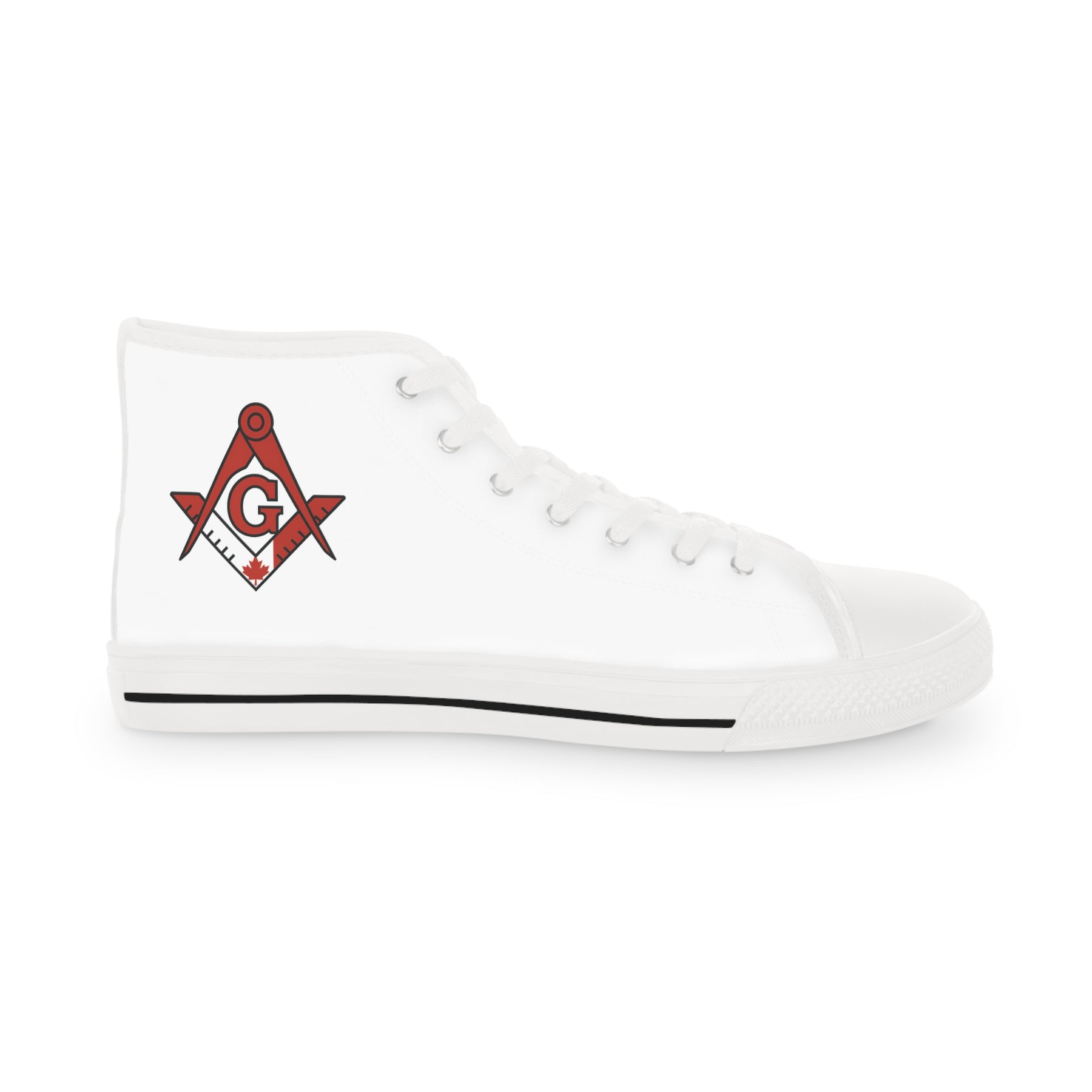 Master Mason Blue Lodge Canada Jurisdiction Sneaker - High Top Black & White Sole S&C G Flag - Bricks Masons