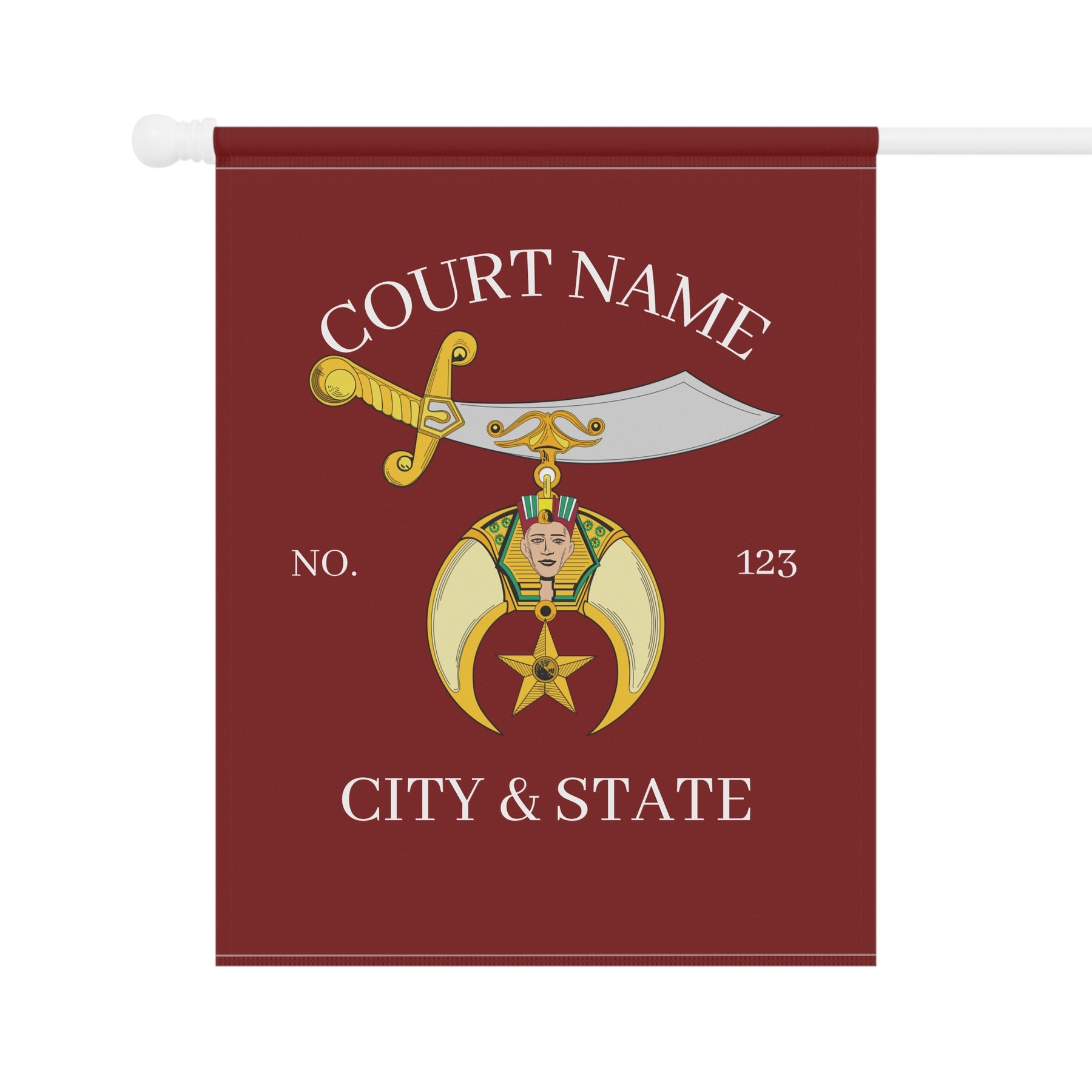 Shriners Yard Flag - Maroon Personalized Poly Poplin - Bricks Masons