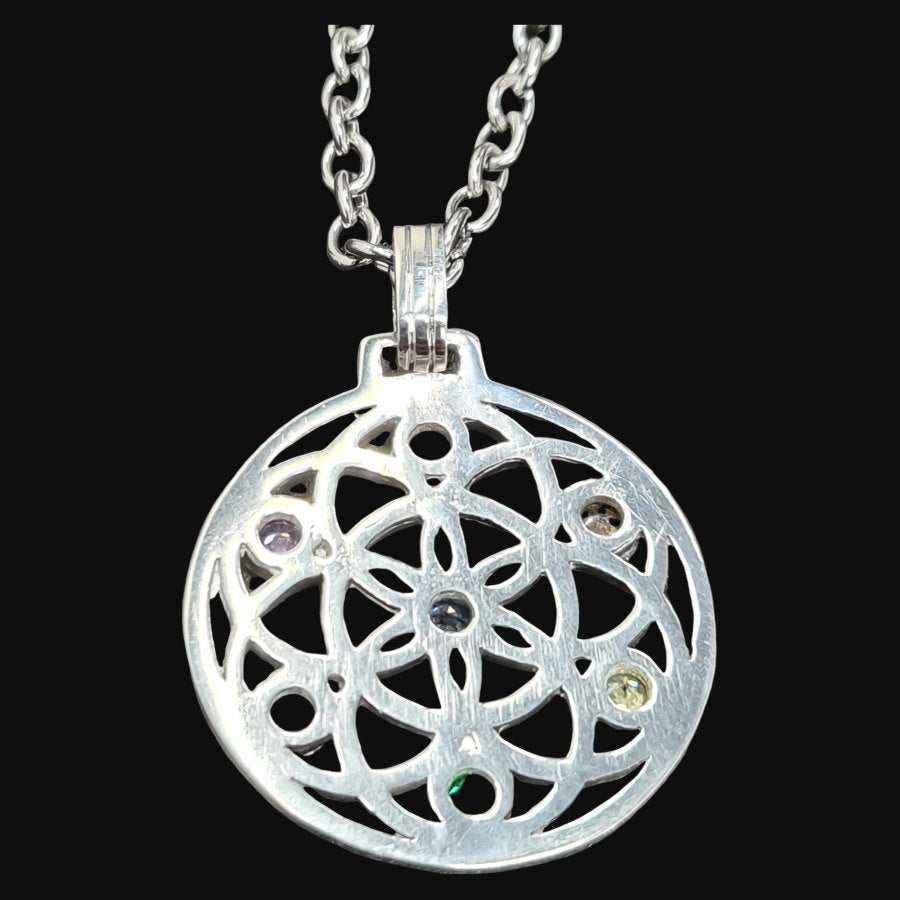 I Pendant Seed of Life and Chakras in Silver Kabbalah Art 258 - Bricks Masons