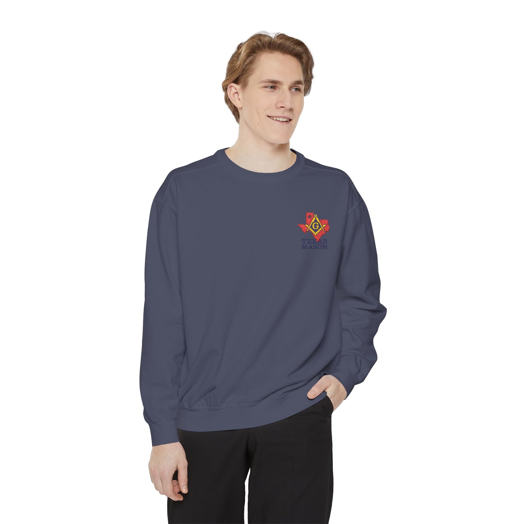Master Mason Blue Lodge Sweatshirt - Embroidered Emblem Texas Mason - Bricks Masons