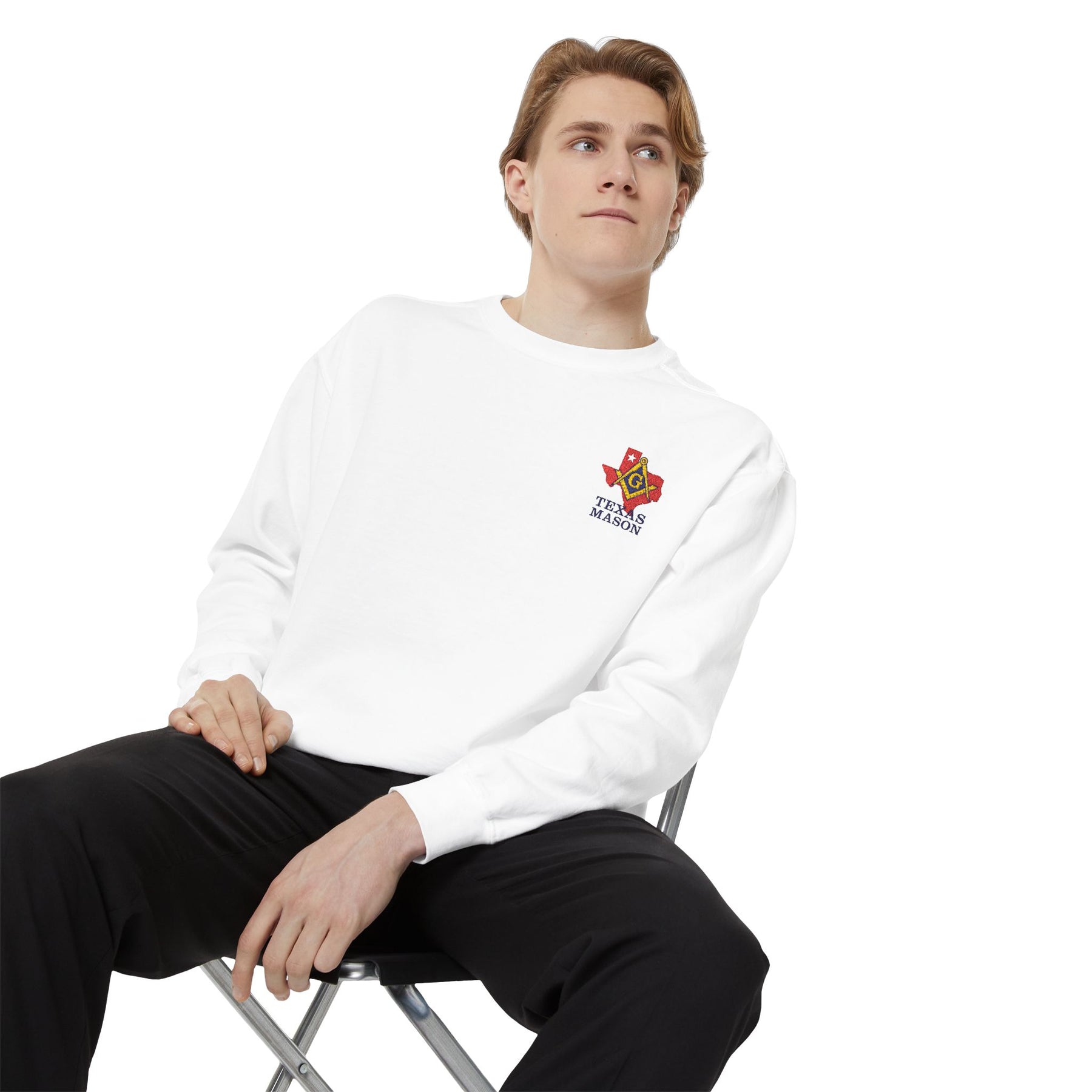 Master Mason Blue Lodge Sweatshirt - Embroidered Emblem Texas Mason - Bricks Masons