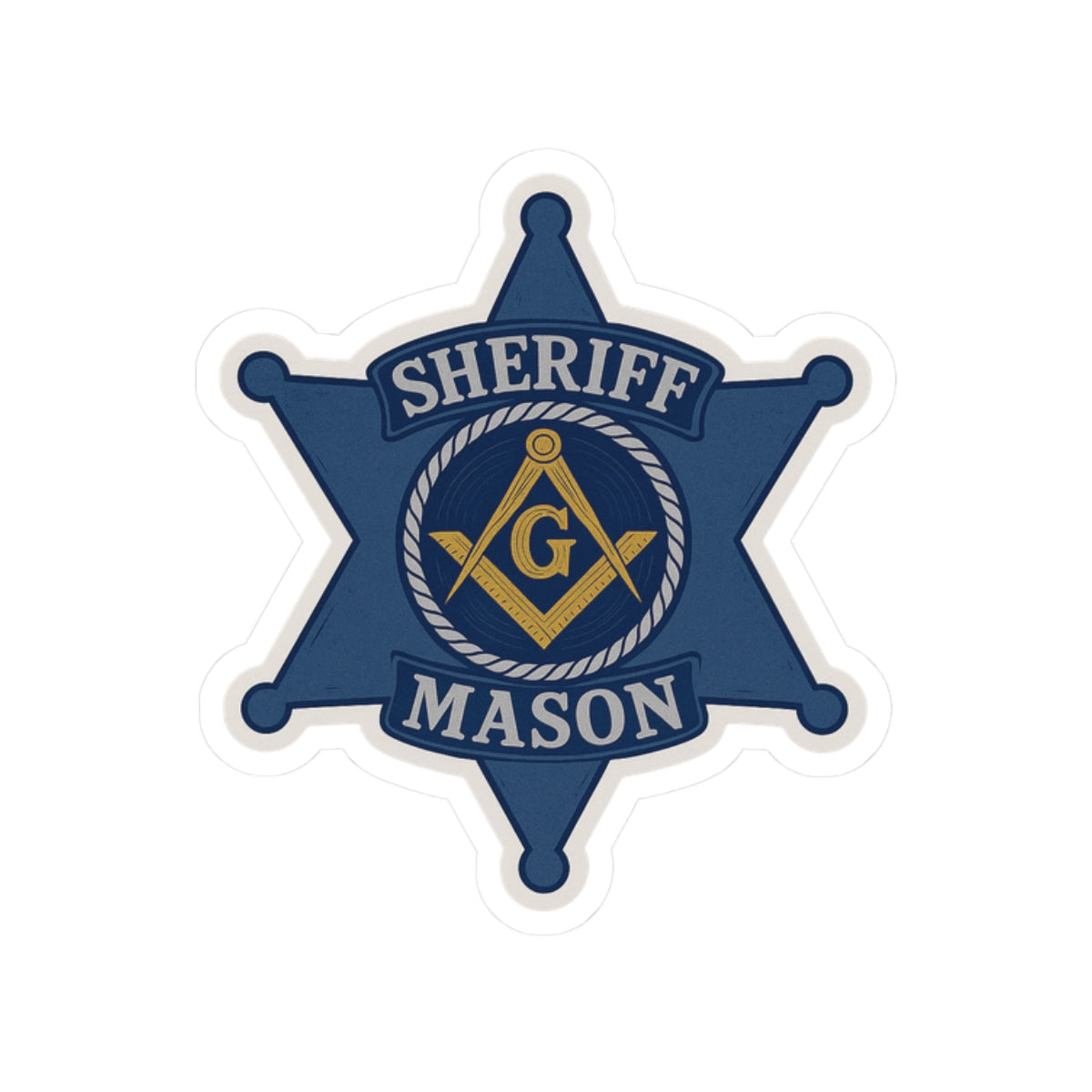 Master Mason Blue Lodge Sticker Decal - Kiss-Cut Blue Sheriff Star - Bricks Masons