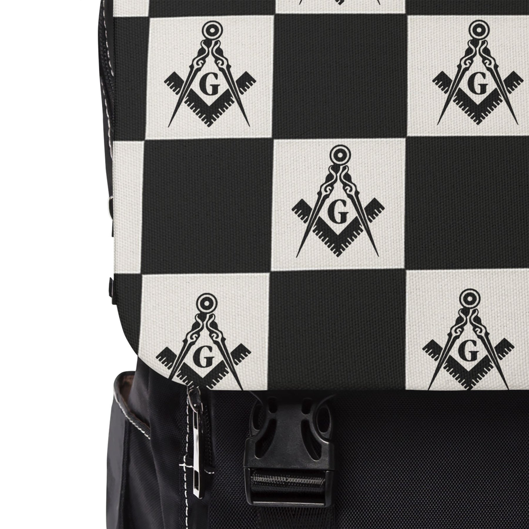 Master Mason Blue Lodge Backpack - Black & White Square & Compass G - Bricks Masons