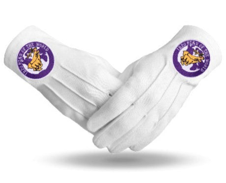 Elks of the World Gloves - White Cotton Buck and Doe