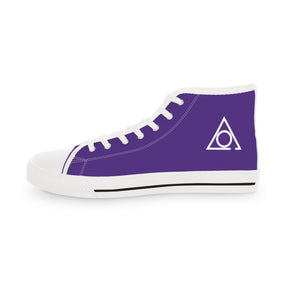LOCOP Sneaker - High Top Black & White Purple Canvas White Emblem - Bricks Masons