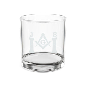Vaso de whisky de la Logia Azul de Maestro Masón - Escuadra y compás con dos pilares J&amp;B
