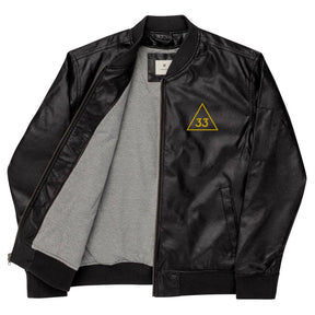 33rd Degree Scottish Rite Jacket - Leather Golden Embroidery - Bricks Masons