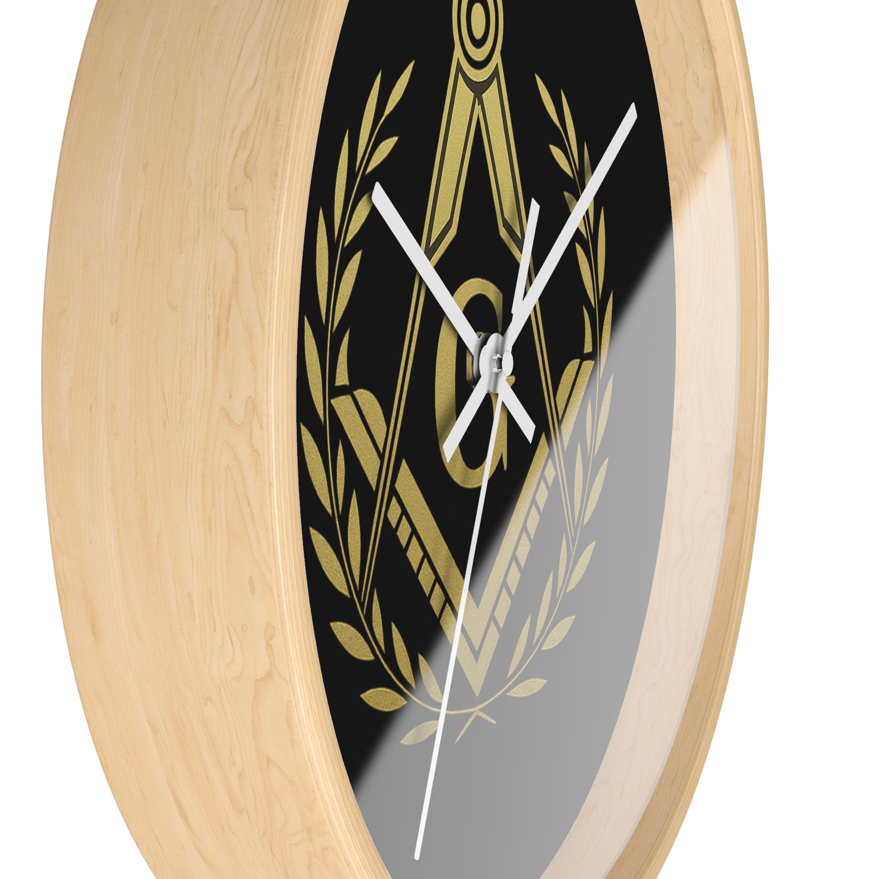 Master Mason Blue Lodge Clock - Wreath with Square & Compass G in Wooden Frame - Bricks Masons